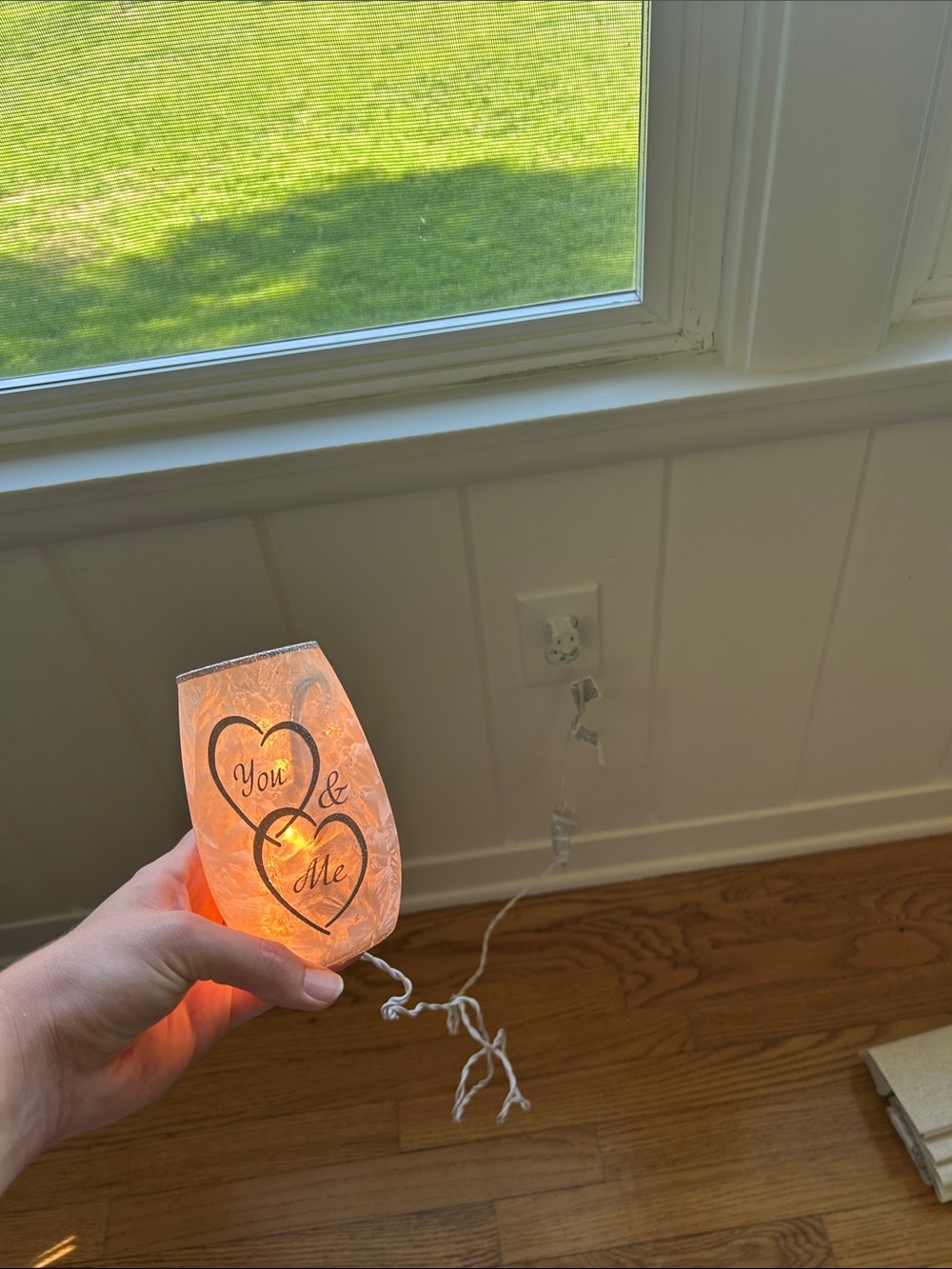 You & Me Heart Glass Wax Warmer Light - Pink/Orange Glow